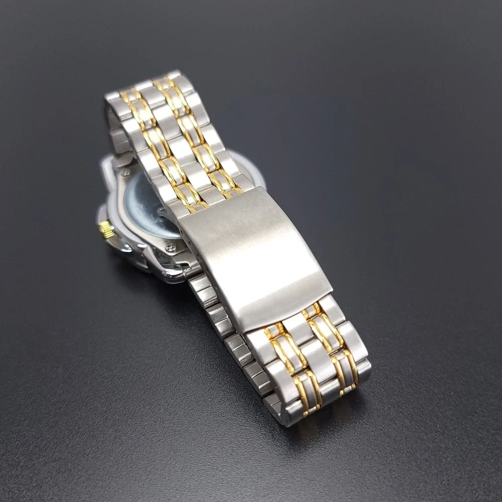 NEW Vintage Casio Mens Watch Silver/Gold with Date Adjust Water‎ Resistant 50M